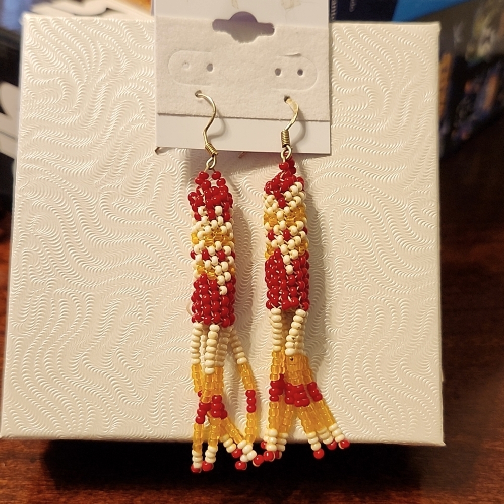 Beaded 3" dangling earrings